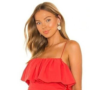New Coral Ruffle Crop Top